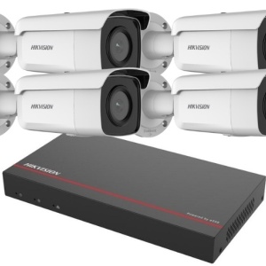 Kit supraveghere 4 camere 2MP, POE bullet, 1TB SSD, 1 NVR 8CH, Hikvision KIT 8CH 4 BULLET 4mm V2