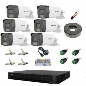 Kit Supraveghere complet HikVision 6 camere 3K Smart Hybrid Light 6CAM6MPHE2