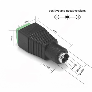 Mufa alimentare mama tip DC, set 10 bucati, DC-06F-10BUC, conector alimentare pentru camere supraveghere, terminale cu surub pentru instalare rapida, compatibil cablu coaxial si UTP, tensiune 12V-24V, negru-verde