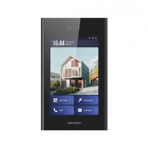 Post exterior videointerfon IP HikVision DS-KD9403-E6 Ultra Series, recunoastere faciala, ecran LCD tactil 8-inch, sistem Android, acces prin QR code, amprenta, PIN si card, camera 2MP, protectie IP65, configurare WEB