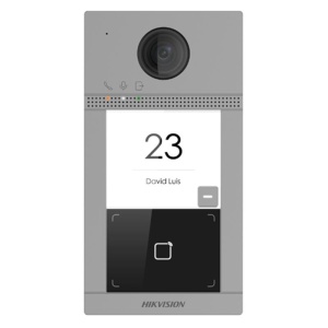 Post exterior videointerfon IP HikVision DS-KV8113-WME1(C) metalic, Wi-Fi, camera 2MP Full HD, unghi larg, cititor card Mifare, protectie IK08 si IP65, alimentare PoE, configurare Web, 3 indicatoare LED, design rezistent