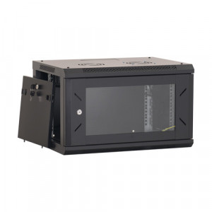 RACK perete 19 inch Asytech ASY-6U-6045W, inaltime 6U, adancime 450mm, capacitate 80kg, usa sticla securizata, panouri detasabile, negru RAL 9004, constructie otel, IP20 - Img 4