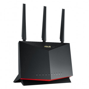 Router Wireless Asus RT-AX86U PRO, AX5700, dual-band, WI-FI 6, compatibil cu PS5, standarde retea: IEEE 802.11a, IEEE 802.11b, IEEE 802.11g, WiFi 4 (802.11n), WiFi 5 (802.11ac), WiFi 6 (802.11ax), IPv4, IPv6, Procesor: 2.0GHz quad-core, Memorie: 256 MB