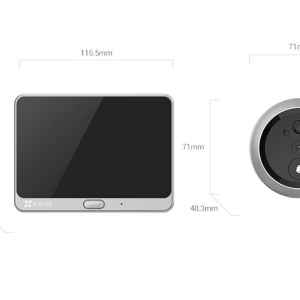 Set camera vizor IP wireless Ezviz CS-DP2 (3WPFBS,3MP) monitor touchscreen 4.3 inch, IR 5m, PIR 6m, lentila 2.0mm, unghi 166 grade, audio bidirectional, sonerie, slot microSD 512GB, baterie reincarcabila, carcasa metalica - Img 2
