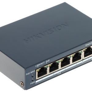 Switch de retea gestionabil HikVision DS-3E1506P-EI/M, 4×Gigabit PoE + 2×Gigabit RJ45, buget PoE 45 W, suport VLAN 802.1Q, PoE watchdog pentru restart camere nefunctionale, STP/RSTP prevenire bucle, detectie cablu, PoE pana la 300 m si protectie supratens - Img 2