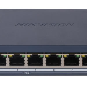 Switch Hikvision DS‑3E1310P‑EI/M Smart Managed, 8 porturi PoE 10/100 Mbps, 2 porturi Gigabit RJ45, buget PoE 60 W, suport VLAN 802.1Q, PoE watchdog, STP/RSTP, detectie cablu, protectie 6 kV