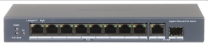 Switch PoE HikVision Gigabit Unmanaged 8 Porturi DS-3E0510P-E, 8 x PoE 10/100/1000 Mbps, 1 x Uplink RJ45, 1 x Uplink SFP, putere totala PoE 110W, protectie supratensiune 6KV, optimizat transmisie video, plug and play - Img 3
