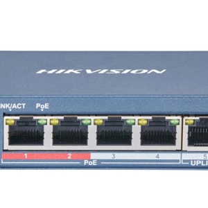 Switch retea HikVision DS‑3E0105P‑E(B), unmanaged cu PoE inteligent, 5 porturi 10/100 Mbps cu alimentare PoE, transmisie PoE pana la 300 m, alimentare adaptiva 8‑core cu pierderi reduse, protectie supratensiune 6 kV - Img 2