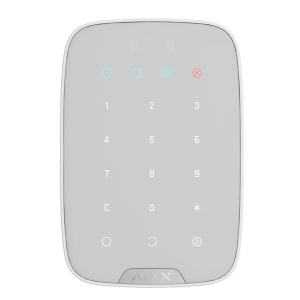 Tastatura control wireless Ajax KeyPad Jeweller, comunicare bidirectionala, raza semnal 1700m, protectie anti-sabotaj si criptare, coduri de acces personalizate, functie panica, culoare alb, design slim