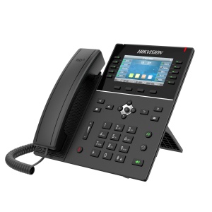 Telefon SIP 20 linii HikVision DS-KP8200-HE1 ecran color 4.3 inch, 10 taste DSS, audio HD, capacitate 1000 apeluri, 2 porturi RJ-45 Gigabit 10/100/1000 Mbps, compatibil Asterisk/3CX/Avaya, port USB, alimentare 5VDC