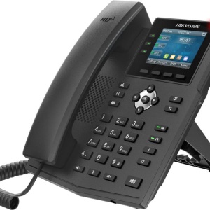 Telefon SIP videointerfon HikVision DS‑KP8000‑WHE1, audio HD loudspeaker si handset, ecran 2.8″ cu 3 taste DSS, decodare video H.264/1080P, 2×Ethernet 10/100M cu PoE, Wi‑Fi 2.4 GHz, compatibil Asterisk/Broadsoft/3CX/Avaya