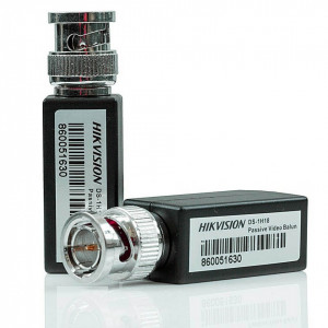 Video Balun pasiv HikVision DS-1H18, transmisie real-time UTP Cat5e/6, compatibil HD-TVI/CVI/AHD/CVBS, protectie supratensiune TVS, tehnologie Wave Filter, anti-static, carcasa plastic ABS, 60 dB imunitate zgomot