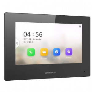 Videointerfon de interior IP Hikvision DS-KH6320-LE1(Black), ecran TFT color 7 inch, rezolutie 1024x600, Wi-Fi, alimentare PoE sau 12V, 8 intrari alarma, montaj aparent, suprimare zgomot si ecou - Img 3