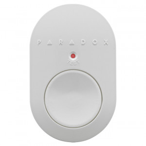 Buton de panica wireless Paradox REM101, frecventa 433 MHz, compatibil cu sisteme de alarma Paradox, rezistent la apa, indicator LED stare, include baterie CR2032, design ergonomic si compact