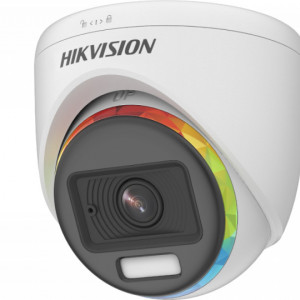 Camera supraveghere analogica HikVision Turret 2MP DS-2CE70DF8T-PFSLN(2.8mm), ColorVu 24/7, imagini color, microfon incorporat, Audio over Coaxial, WDR 130dB, lumina alba 20m, 4 in 1 TVI/AHD/CVI/CVBS, 3D DNR, interior