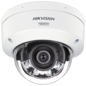 Camera supraveghere IP Hikvision mini dome 8MP DS‑2CD2187G3‑LIS2UY(2.8mm), ColorVu cu Smart Hybrid Light, AcuSense detectie persoane/vehicule, WDR adaptiv, dual‑microfon audio, H.265+, microSD 512 GB, IP67 si IK10