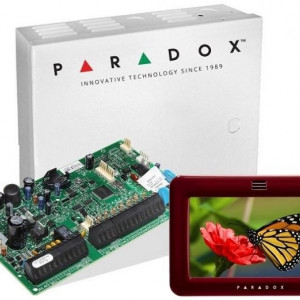 Centrala efractie adresabila Paradox Digiplex EVO192(CT)+TM50(L), 192 zone, 8 partitii, include tastatura touchscreen TM50L, cutie metalica AWO152 cu transformator, 5 iesiri PGM, control acces, 999 coduri, memorie 2048 evenimente