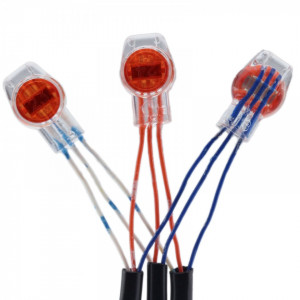 Conector Scotchlok SL-UR(K3) cu 3 pini pentru inadire cabluri, diametru fir 0.4-0.9mm, tensiune maxima 100V, conexiune rapida prin sertizare fara dezizolare, rezistent la umiditate, utilizat in telecomunicatii si sisteme de alarma