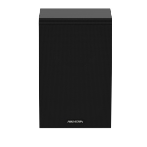 Difuzor secundar tip cabinet Hikvision DS‑QAZ0110G1‑S 10W, omnidirectional, 100Hz‑20kHz raspuns frecventa, 90dB sensibilitate, 98dB SPL max, 8Ω, intrare audio rezistiva, material lemn, negru