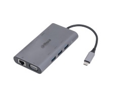 Docking Station USB-C Dahua TC39 9-in-1, USB 3.1 Type-C la 3×USB 3.0, HDMI 4K, VGA FHD, RJ45 Gigabit, SD/TF, PD 100W, plug & play, compatibil laptop/tableta/telefon, transfer date 10Gbps, DH-TC39