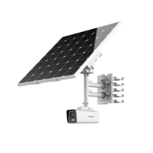 Kit camera supraveghere IP Hikvision solara bullet 4MP 4G DS‑2XS6A46G1‑IZS/C36S80 cu lentila varifocala motor, panou fotovoltaic 80 W, baterie litiu 360 Wh, clasificare inteligenta persoane si vehicule, WDR 120 dB, transmisie 4G, stocare eMMC/SSD
