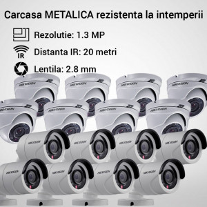 Kit Hikvision CCTV 16 camere dome/bullet TurboHD 1.3MP MK058-KIT08