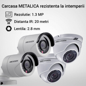 Kit Hikvision CCTV 4 camere bullet/dome TurboHD 1.3MP MK052-KIT02