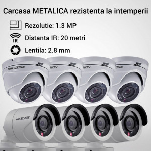 Kit Hikvision CCTV 8 camere dome/bullet TurboHD 1.3MP MK055-KIT05