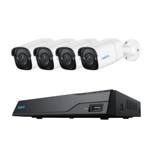 Kit supraveghere 5MP Reolink NVS8-5MB4, include NVR 8 canale si 4 camere, tehnologie PoE, detectie inteligenta persoane, vehicule si animale, HDD 2TB inclus, inregistrare audio, acces de la distanta, protectie IP66