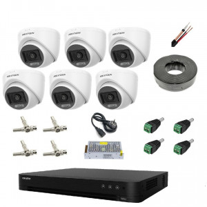 Kit Supraveghere complet HikVision 3K 6 camere Smart Hybrid Light 6CAM6MPHI