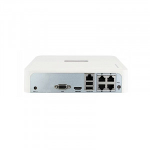NVR IP HikVision HiWatch HWN-2104H-4P(C), 4 canale, 4 porturi PoE integrate, format Mini 1U, compresie H.265+, latime banda 40Mbps/60Mbps, decodare 4-ch @ 1080p, iesire simultana HDMI si VGA, ONVIF - Img 2