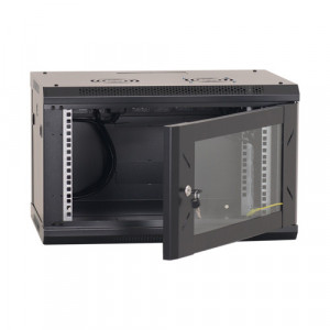 Rack 19 inch Asytech 4U ASY-4U-6045W, montare pe perete, adancime 450mm, dimensiuni 600x450x280mm, capacitate incarcare 80kg, structura otel, culoare negru, usa cu geam securizat, panouri laterale detasabile - Img 3