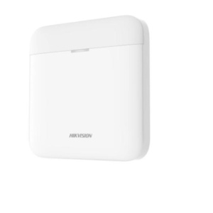 Repeater wireless Hikvision DS‑PR1‑WE(B) pentru sistem alarma AX‑Pro cu comunicatie bidirectionala 868 MHz, stabila si sigura, display LED pentru feedback, backup baterie pana la 35 h, auto‑pairing cu PIRCAM si detectoare fum