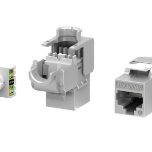 Set 50 mufe Keystone Cat6 STP 180° Hikvision DS-1CK6P180N Silvery, toolless, pentru cabluri ecranate solid/litat 22-24AWG, terminatii IDC placate aur 50u, compatibile TIA568A/TIA568B, ANSI/TIA-568.2-D, ISO/IEC11801, RoHS 2.0