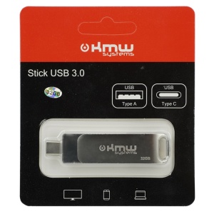 Stick memorie USB 3.0 KMW KM-USB-FLASH-32GB, capacitate 32GB, interfata duala USB-A si USB-C, carcasa metalica rezistenta, viteza citire 80MB/s, MLC/TLC, compatibil PC si Smartphone, culoare argintiu, CE