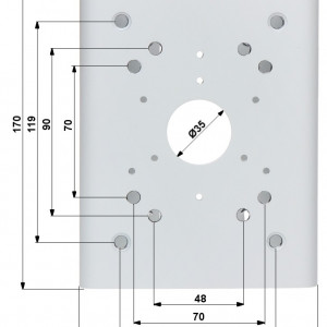 Suport montaj pe stalp camera supraveghere Dahua PFA150, material otel SECC si coliere SUS304, sarcina maxima 7kg, compatibil cu stalpi diametru 80-150mm, rezistenta la intemperii, design robust pentru instalari externe - Img 2