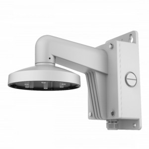 Suport perete HikVision cu doza de jonctiune DS-1473ZJ-155B, material aliaj de aluminiu, culoare alb Hikvision, montaj robust pentru camere supraveghere, rezistent la exterior, organizare cabluri, uz profesional