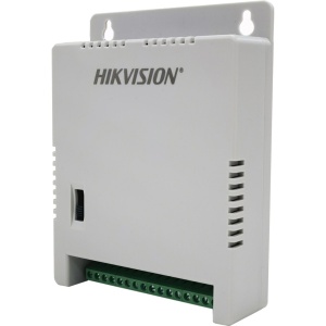 Sursa alimentare CCTV Hikvision 12V 5A cu 8 canale DS-2FA1205-C8, putere 60W, maxim 1A pe canal, protectie la supratensiune si scurtcircuit, alimentare 150-285 VAC, carcasa din plastic cu cutie, culoare gri, dimensiuni 144mm x 109.5mm x 33mm