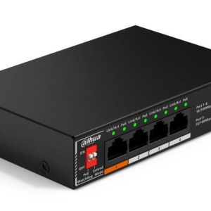 Switch PoE Dahua SF1005P, 5-porturi unmanaged cu 4 porturi PoE, Hi-PoE 60W, inteligent PoE, alimentare 8-pin, PoE watchdog, distanta mare PoE, temperatura operare larga, DH-SF1005P