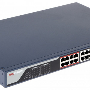 Switch PoE HikVision Smart Managed 24 porturi DS-3E1326P-SI, Porturi Fast Ethernet, 2 porturi Gigabit Combo, Tehnologie Long Range 300m, Management topologie retea, Protectie supratensiune 6KV, Monitorizare stare retea