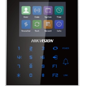 Terminal control acces Hikvision Pro DS-K1T105AE, ecran LCD 2.8 inch, tastatura touch, Wi-Fi, TCP/IP, cititor card EM 125KHz, capacitate 100.000 carduri, 300.000 evenimente, protocol ISUP5.0, RS-485, Wiegand, alarma sabotaj