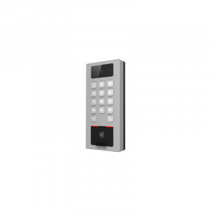 Terminal control acces IP HikVision DS-K1T502DBFWX-C hibrid cu functie videointerfon SIP, cititor amprenta, Wi-Fi, autentificare card si PIN, protectie IP65 si IK09, carcasa aliaj zinc, suporta SD card 256GB, Wiegand, RS-485