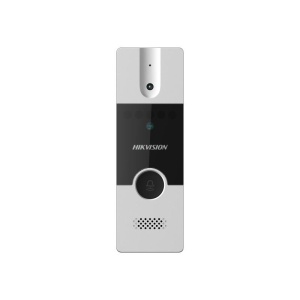 Videointerfon analogic Hikvision DS-KB2411T-IM, 4 fire, camera Pinhole 2MP, iluminare IR auto-adaptiva, instalare Plug & Play, suporta 2 posturi in sistem, buton apel o singura atingere, carcasa metalica