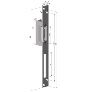 Yala electromagnetica Fail Secure ASSA ABLOY YB17-12D-LR, 12Vcc, consum redus 230mA, contact monitorizare stare, include placa suport lunga, ideala pentru sisteme de control acces profesionale si securitate perimetrala