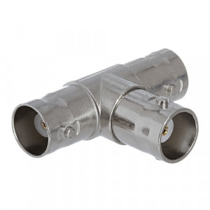 Adaptor BNC tip Y, 1 x BNC tata la 2 x BNC mama MK011-BNCX2, fabricat din metal rezistent, conector argintiu pentru ramificarea semnalului video, utilizat in sisteme de supraveghere CCTV si echipamente de masura, conexiune stabila - Img 2