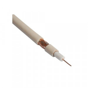Cablu coaxial RG59 cupru Well RG59-CU/CU-100-WL, conductor central si tresa din cupru, ecranare dubla cu folie aluminiu, manta PVC alba, rola 100m, impedanta 75 Ohm, ideal pentru sisteme de supraveghere CCTV