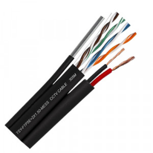Cablu TSY Cable FTP autoportant cu alimentare 2x1.5, cat 5E, CUPRU 100%, 305m, negru TSY-FTP5E+2x1.50-MESS