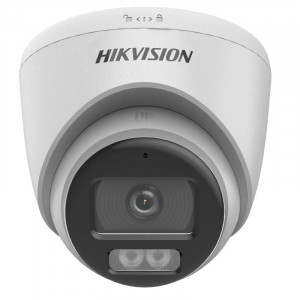Camera supraveghere Analog HD Hikvision Turret 2MP DS-2CE72DF0T-LFS(2.8mm), tehnologie ColorVu si Smart Hybrid Light, rezolutie Full HD 1080p, imagini color 24/7, microfon incorporat (Audio over Coax), IR si lumina alba 40m, IP67
