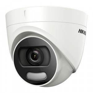 Camera supraveghere analogica HikVision turret 5MP DS-2CE72HFT-F(2.8mm) ColorVu, imagini color 24/7, lumina alba 20m, WDR 130dB, 3D DNR, protectie IP67, 4 in 1 (TVI/AHD/CVI/CVBS), carcasa metalica, 5 MP
