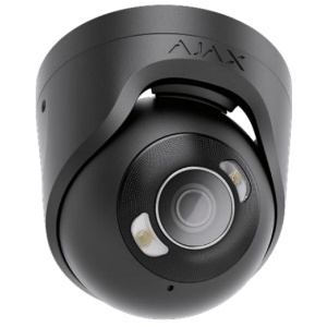 Camera supraveghere IP Ajax TurretCam HL (8mp/4mm) (Black), senzor 1/2.7" CMOS, True WDR 120dB, IR si White LED 50m, detectie AI persoane/vehicule/animale, JetSparrow, microSD 256GB, PoE, IP65, IK08, carcasa metalica